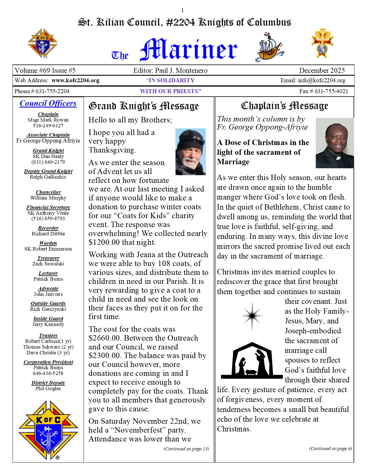 Current issue of the Mariner for Council #2204